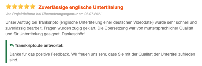 Untertitel Review Transkripto